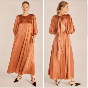 Rebecca Taylor Open-Back Midi Dress in Auburn; XS NEW WITH TAGS